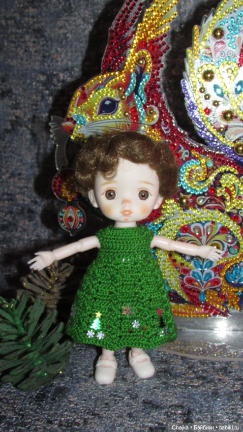 Вязаные наряды на шарнирных кукол 16 см (bjd 16 sm). Предновогодний показ "Рождественская Сказка для кукол"