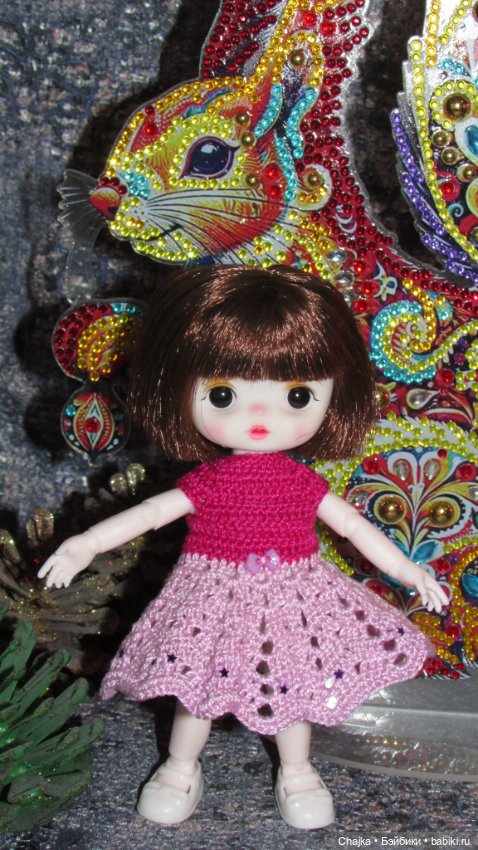 Вязаные наряды на шарнирных кукол 16 см (bjd 16 sm). Предновогодний показ "Рождественская Сказка для кукол"