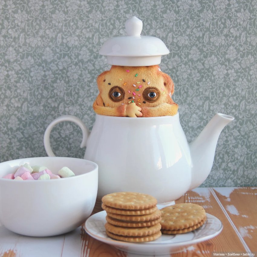 Чайные компаньоны — Игрушки в смешанной технике (мех и глина): Арт