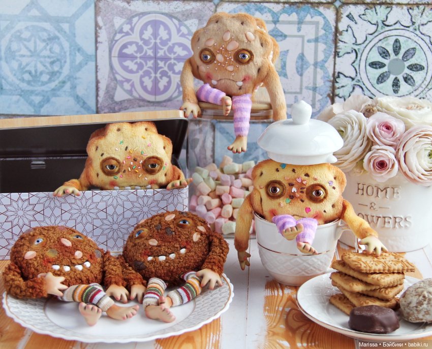 Чайные компаньоны — Игрушки в смешанной технике (мех и глина): Арт