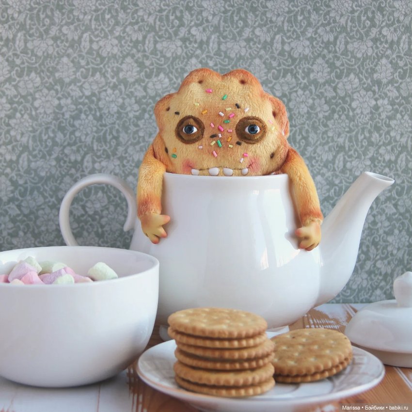 Чайные компаньоны — Игрушки в смешанной технике (мех и глина): Арт