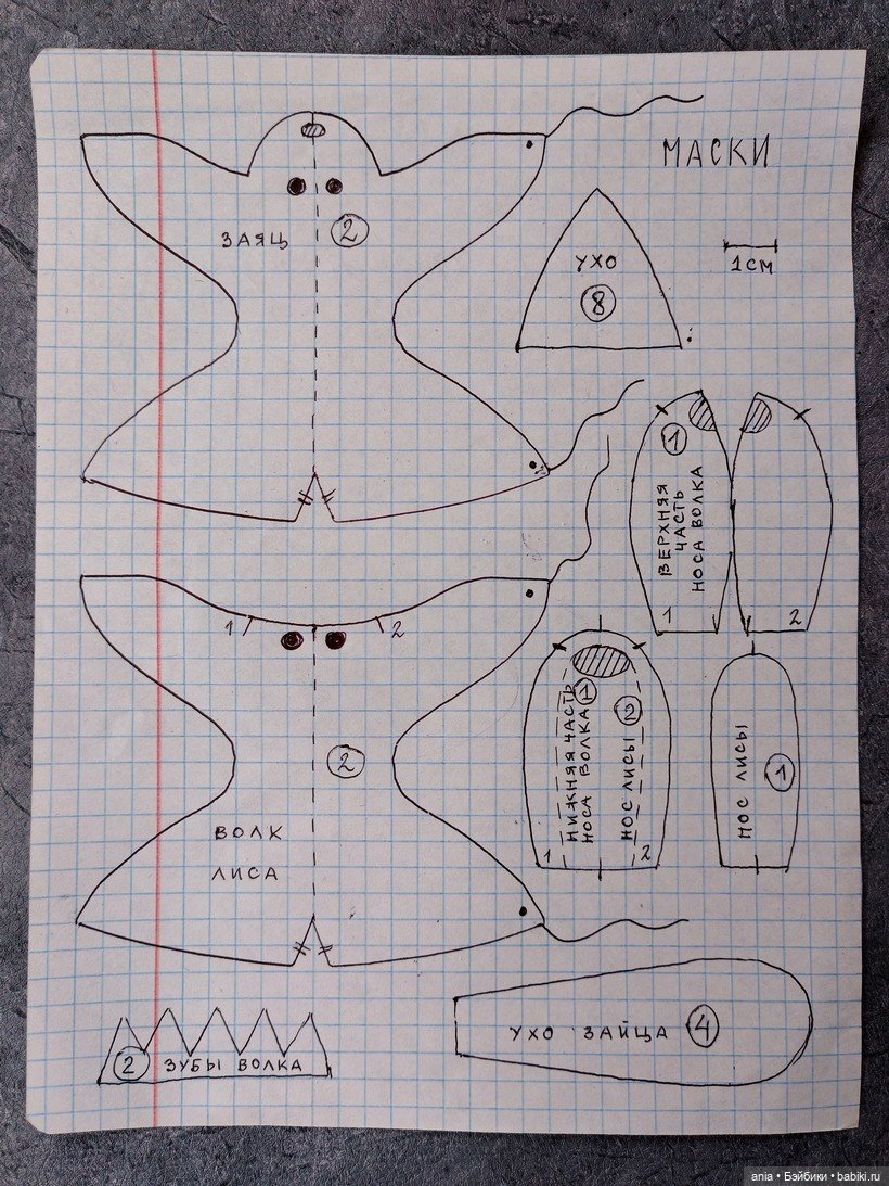 Маски-шапочки для мишки с выкройкой, МК от Татьяны Савеловой (фото 4)