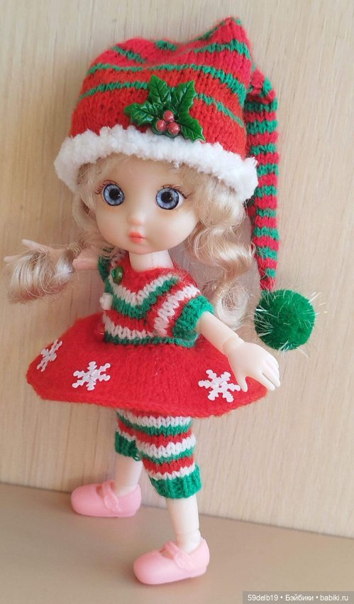 "Рождественский гномик"- костюм для бабольки 14-16 см (фото 3)