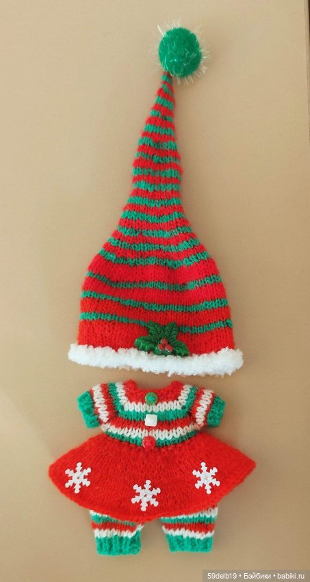 "Рождественский гномик"- костюм для бабольки 14-16 см (фото 5)