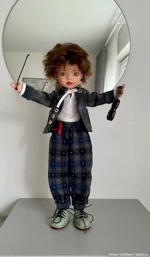 Шарнирные куклы «пуговки» - мальчики. Яша-скрипач (фото 4)