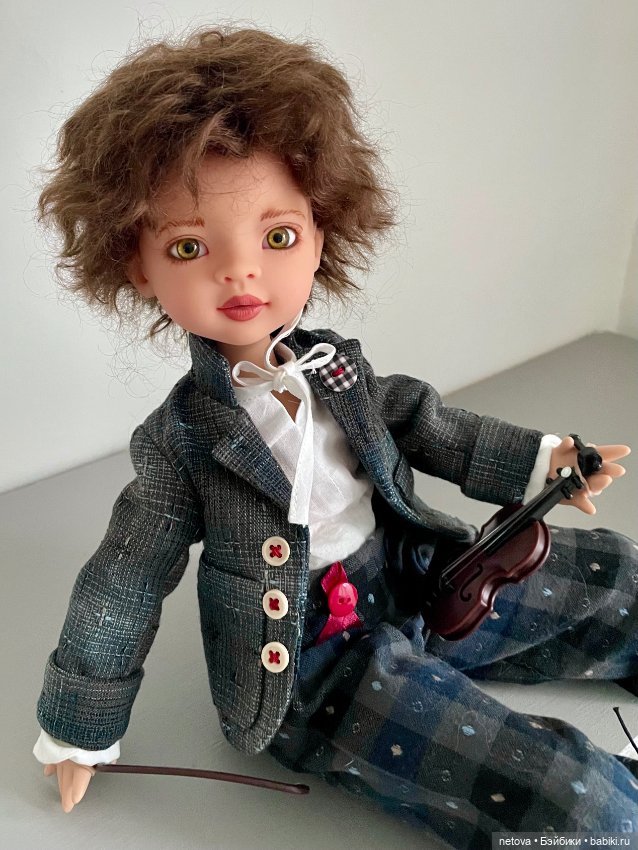 Шарнирные куклы «пуговки» - мальчики. Яша-скрипач (фото 8)