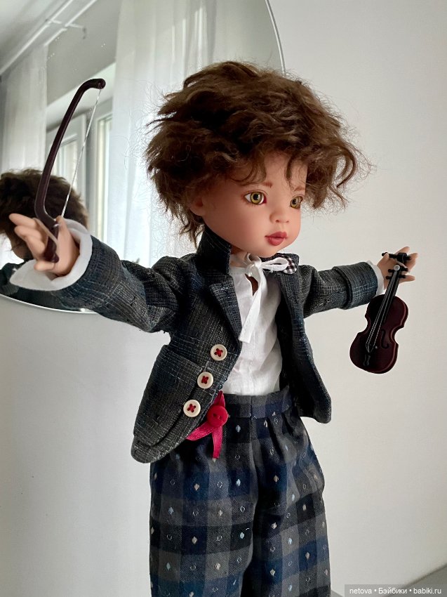 Шарнирные куклы «пуговки» - мальчики. Яша-скрипач (фото 5)