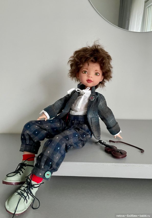 Шарнирные куклы «пуговки» - мальчики. Яша-скрипач (фото 9)