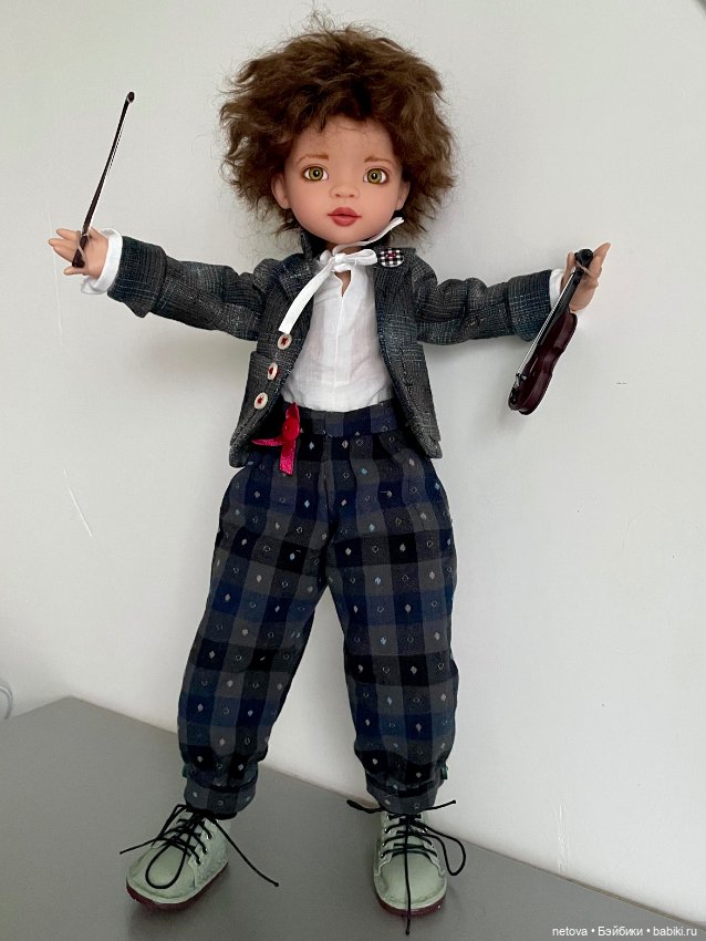 Шарнирные куклы «пуговки» - мальчики. Яша-скрипач (фото 3)