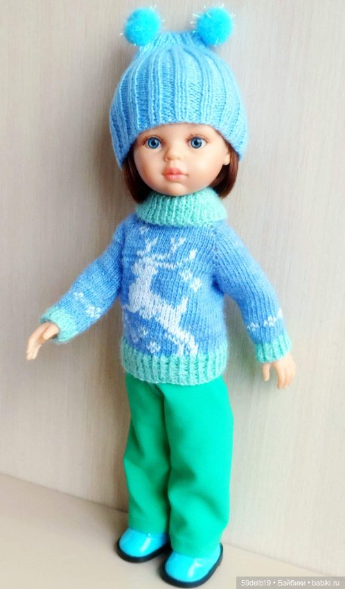 Голубой свитер спицами с жаккардовым орнаментом для паолочки (фото 2)