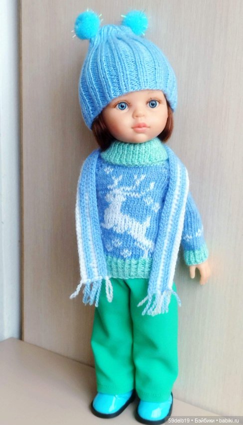 Голубой свитер спицами с жаккардовым орнаментом для паолочки (фото 7)