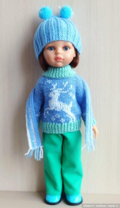 Голубой свитер спицами с жаккардовым орнаментом для паолочки (фото 5)