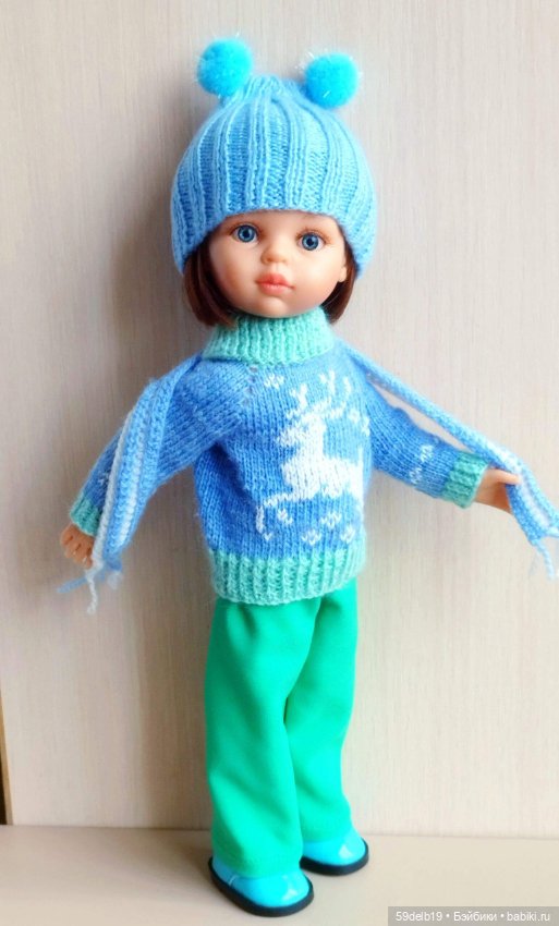 Голубой свитер спицами с жаккардовым орнаментом для паолочки (фото 6)