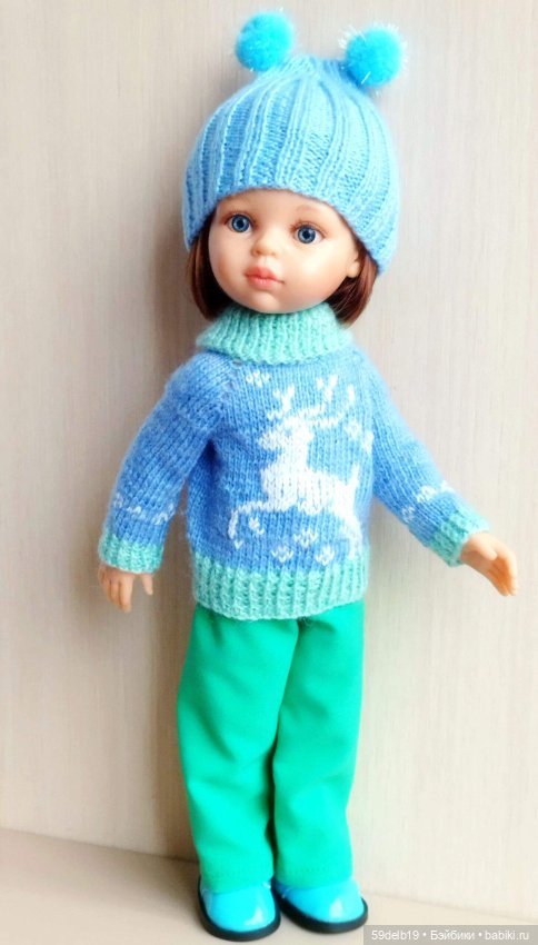 Голубой свитер спицами с жаккардовым орнаментом для паолочки (фото 4)
