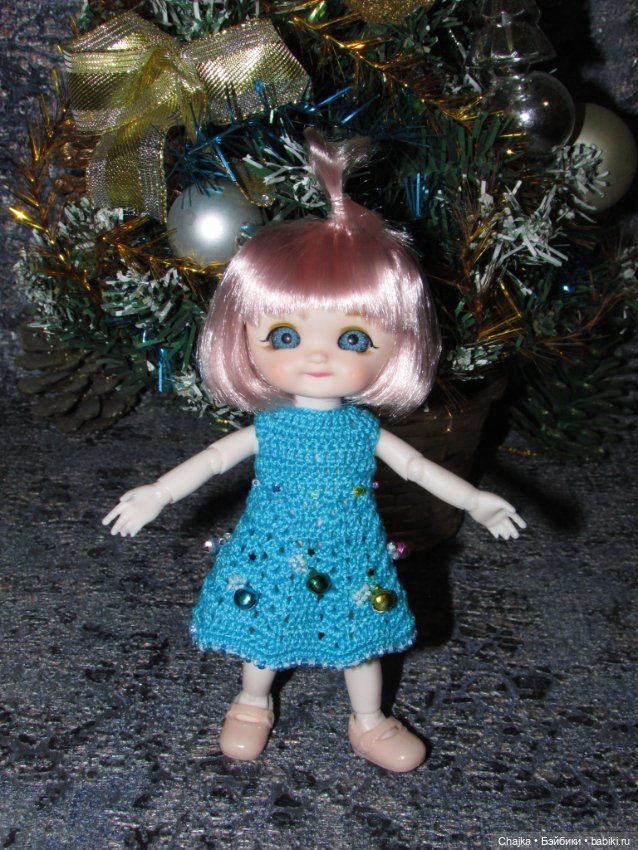 Вязаные наряды на шарнирных кукол 16 см (bjd 16 sm). Предновогодний показ "Рождественская Сказка для кукол" (фото 6)