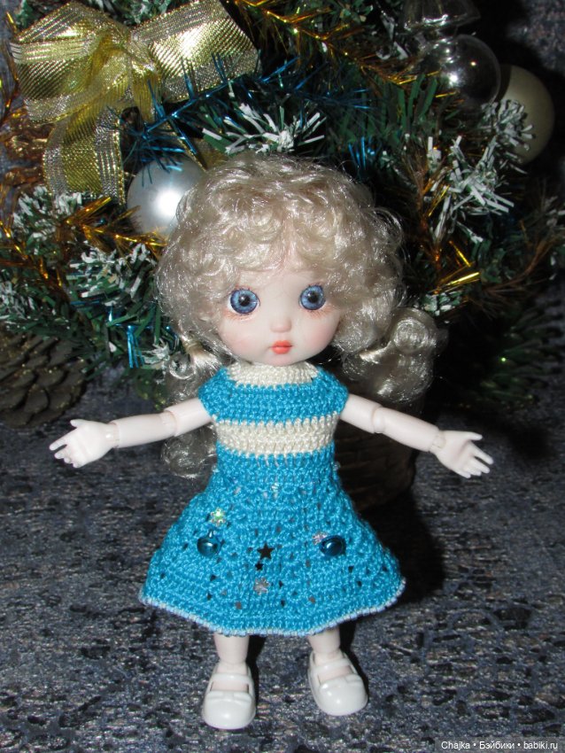 Вязаные наряды на шарнирных кукол 16 см (bjd 16 sm). Предновогодний показ "Рождественская Сказка для кукол"