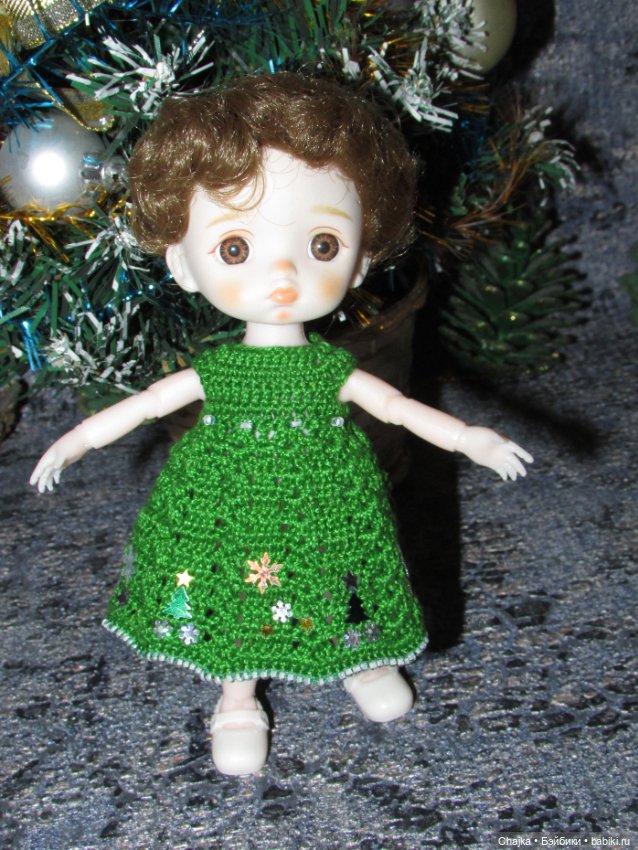 Вязаные наряды на шарнирных кукол 16 см (bjd 16 sm). Предновогодний показ "Рождественская Сказка для кукол" (фото 4)
