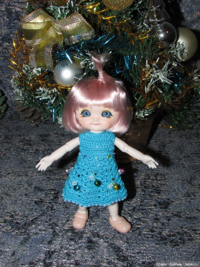 Вязаные наряды на шарнирных кукол 16 см (bjd 16 sm). Предновогодний показ "Рождественская Сказка для кукол"