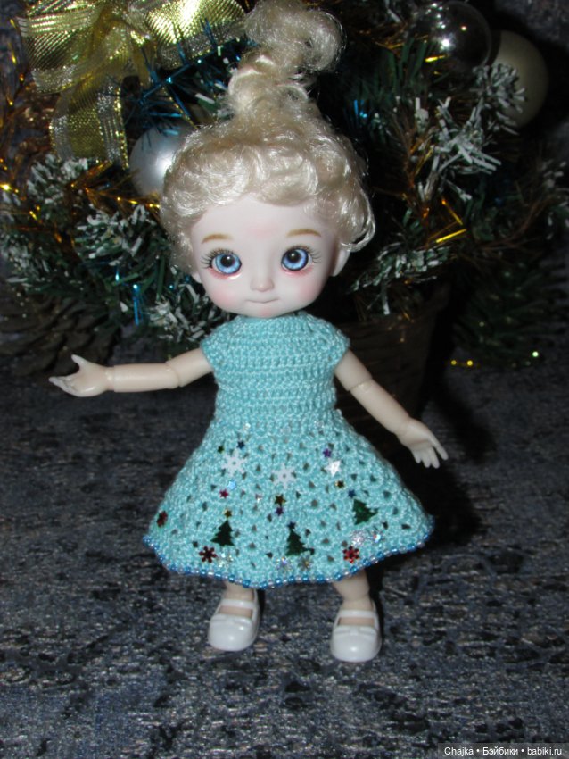 Вязаные наряды на шарнирных кукол 16 см (bjd 16 sm). Предновогодний показ "Рождественская Сказка для кукол" (фото 8)