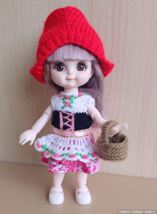 Новогодний костюм для куклы баболи "Красная Шапочка" (фото 3)