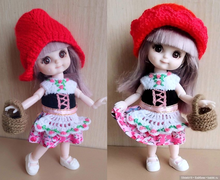 Новогодний костюм для куклы баболи "Красная Шапочка"