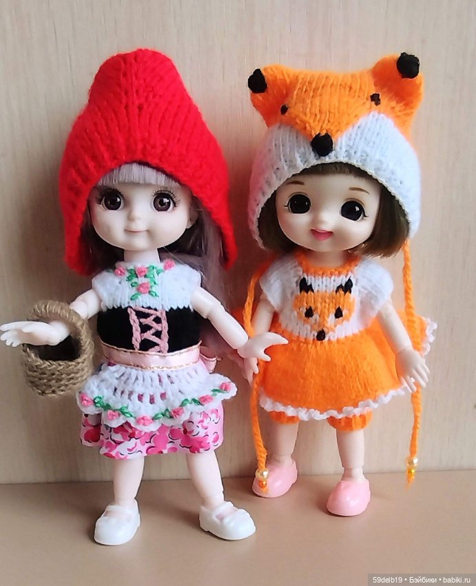 Новогодний костюм для куклы баболи "Красная Шапочка"