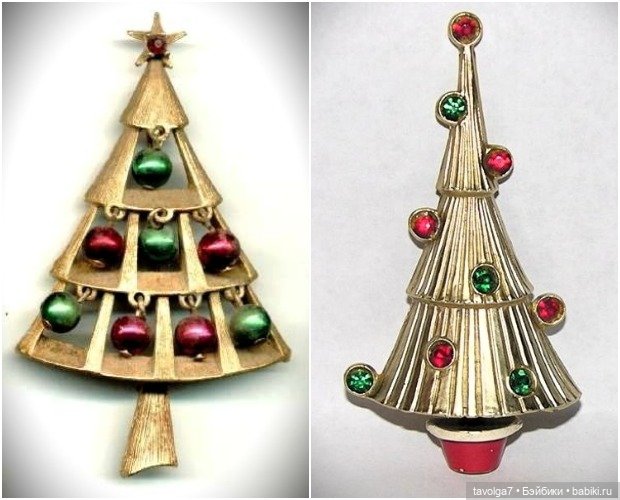 (20)25 винтажных брошей в виде новогодних ёлочек