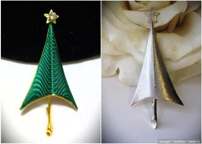 (20)25 винтажных брошей в виде новогодних ёлочек