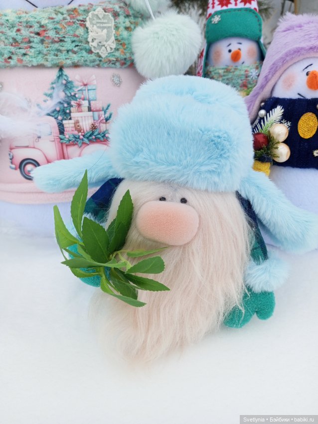 Снеговичка и снеговички — Текстильные игрушки и примитивы: кофейные (фото 5)