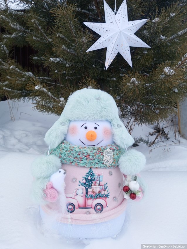 Снеговичка и снеговички — Текстильные игрушки и примитивы: кофейные (фото 4)