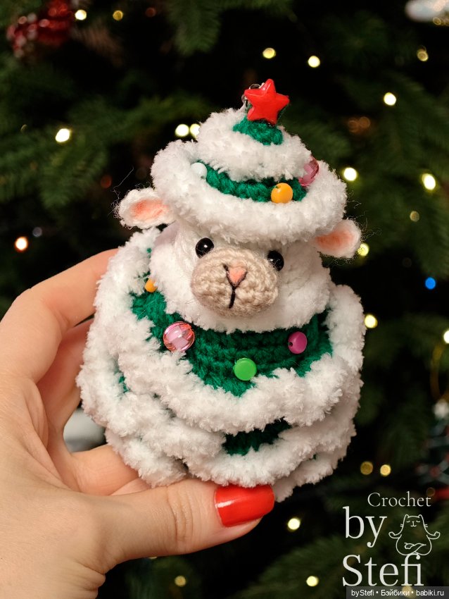 Овечка в костюме Ёлочки — Вязаные игрушки и амигуруми: крючком (фото 9)