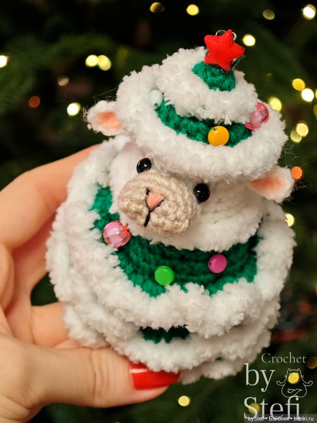Овечка в костюме Ёлочки — Вязаные игрушки и амигуруми: крючком (фото 8)