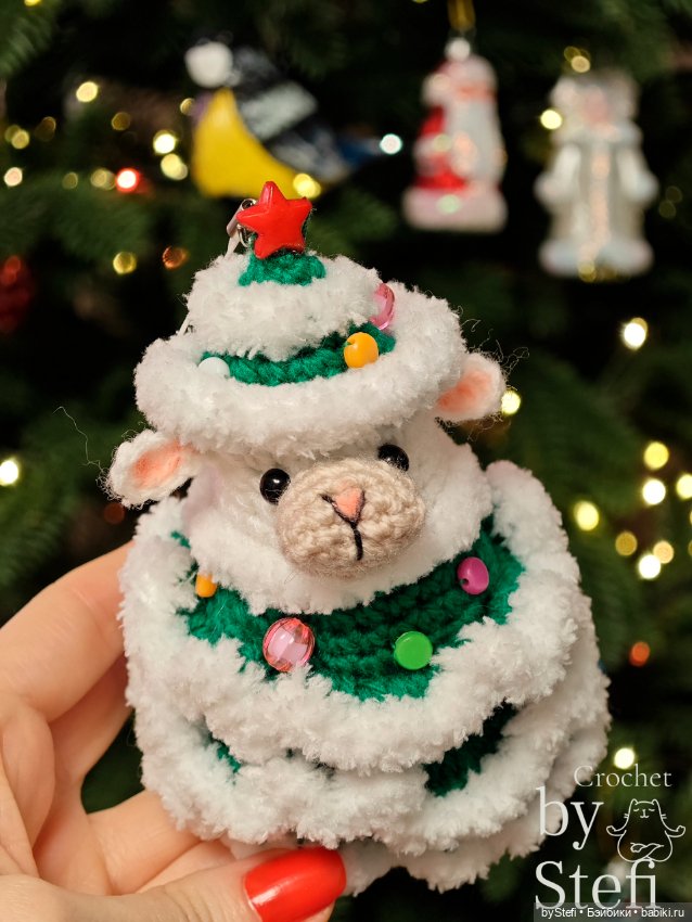 Овечка в костюме Ёлочки — Вязаные игрушки и амигуруми: крючком (фото 10)