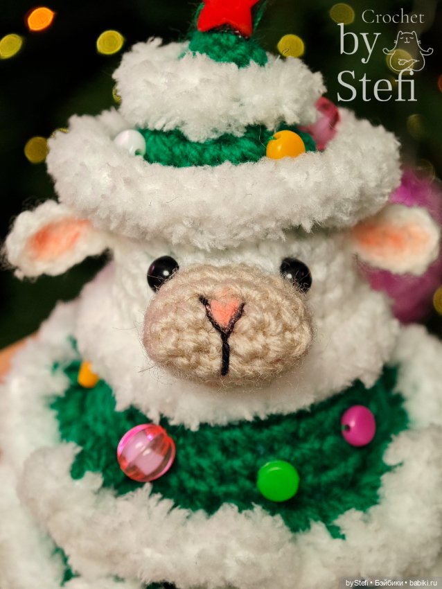 Овечка в костюме Ёлочки — Вязаные игрушки и амигуруми: крючком (фото 6)