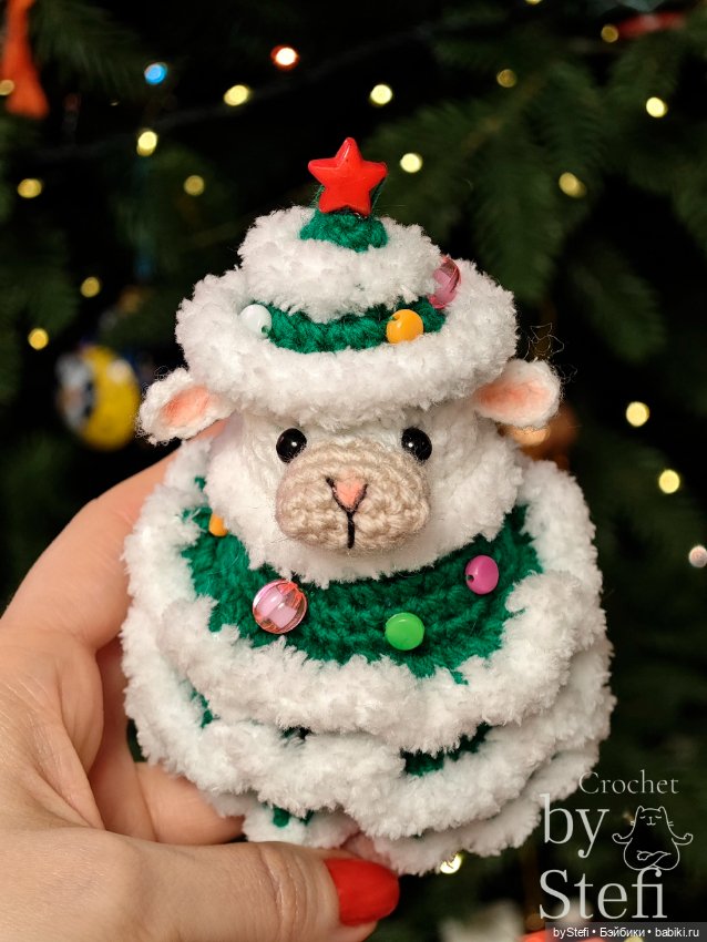 Овечка в костюме Ёлочки — Вязаные игрушки и амигуруми: крючком (фото 7)