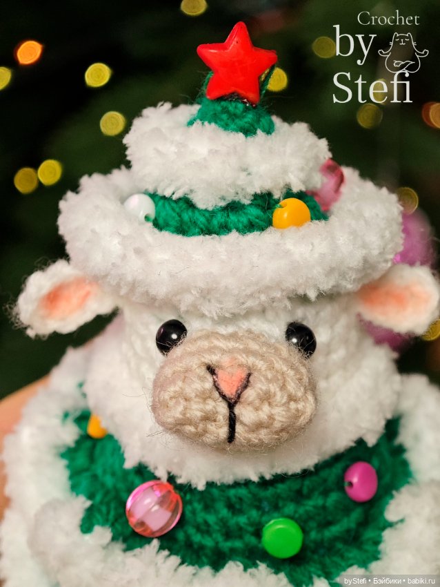 Овечка в костюме Ёлочки — Вязаные игрушки и амигуруми: крючком (фото 5)