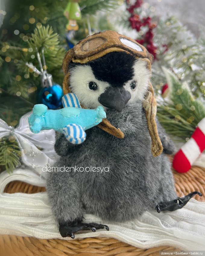 Пингвинёнок Шелдон 🐧✈️ — Игрушки в смешанной технике (мех и глина): Арт (фото 5)