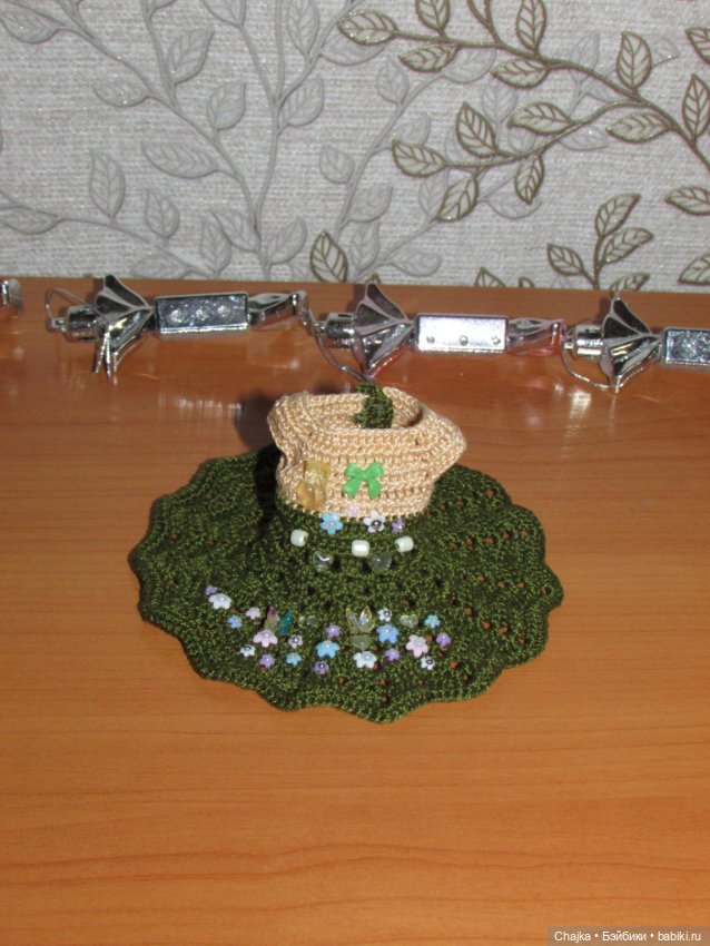 Авторский вязаный наряд\комплект с шляпой "Цветочная Фея-2" на кукол ГДР Кисс Ми \ Kiss Me