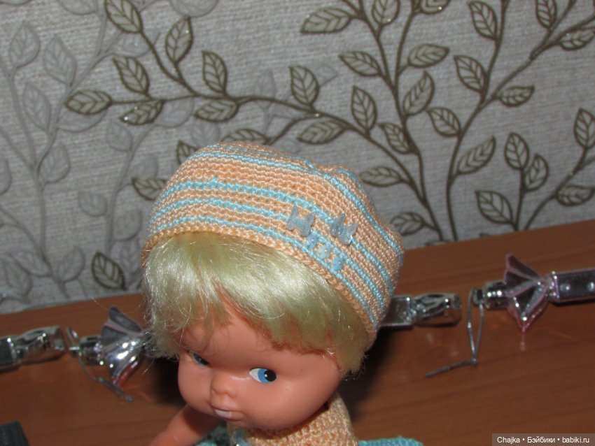 Авторский вязаный наряд\комплект с шапочкой "Цветочная Фея-3" на кукол ГДР Кисс Ми \ Kiss Me (фото 4)