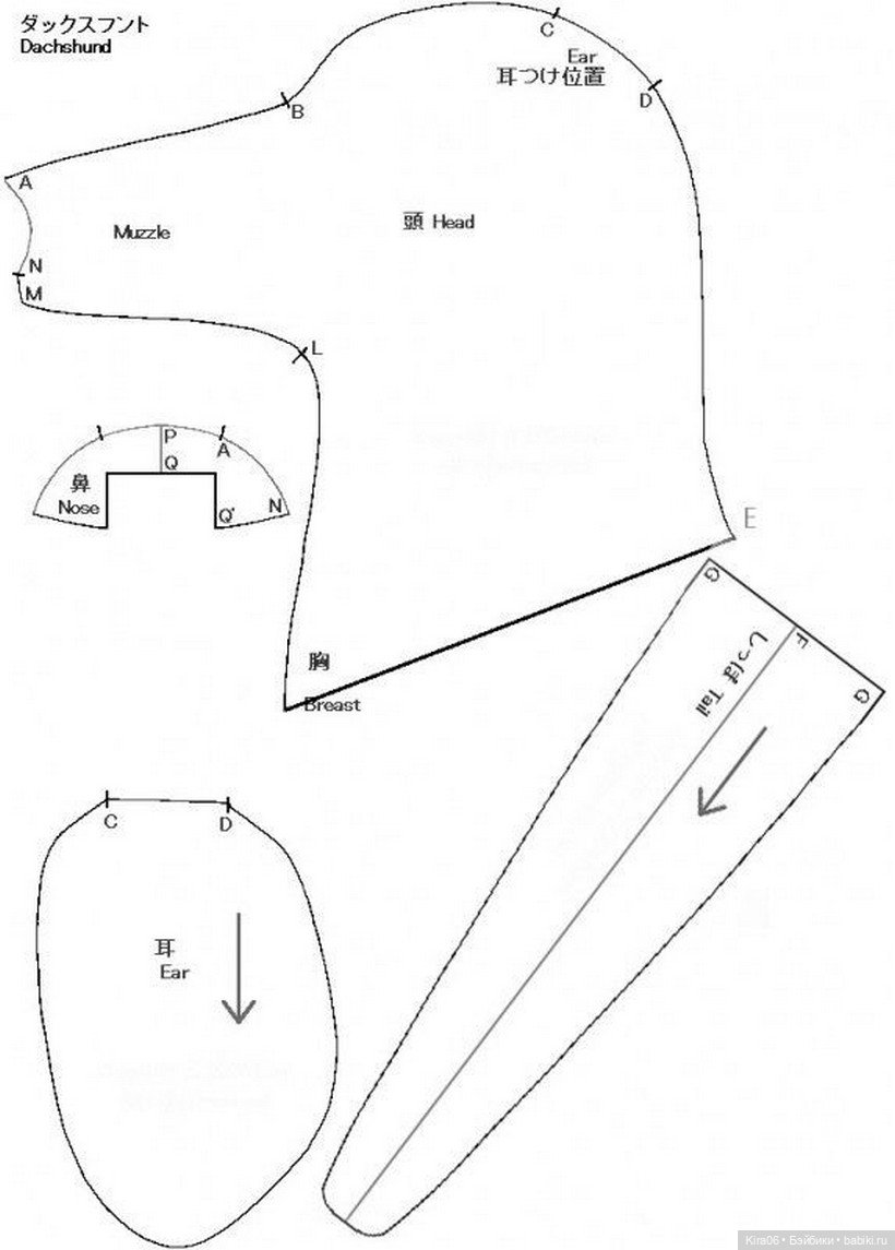 Бюст собаки с выкройкой — Выкройка собаки и щенка: Тедди