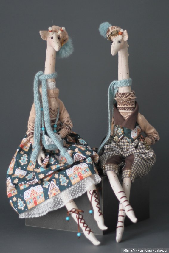 Жирафы, зимняя прогулка — Авторские текстильные куклы: Вальдорфские (фото 2)