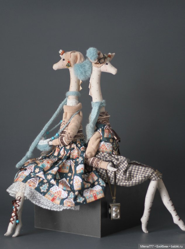Жирафы, зимняя прогулка — Авторские текстильные куклы: Вальдорфские (фото 4)