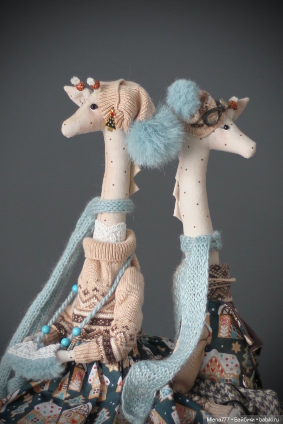Жирафы, зимняя прогулка — Авторские текстильные куклы: Вальдорфские (фото 5)