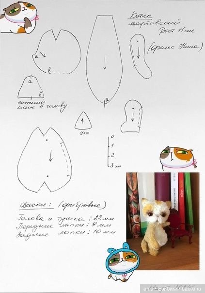 Выкройка кота от Нины Фельк