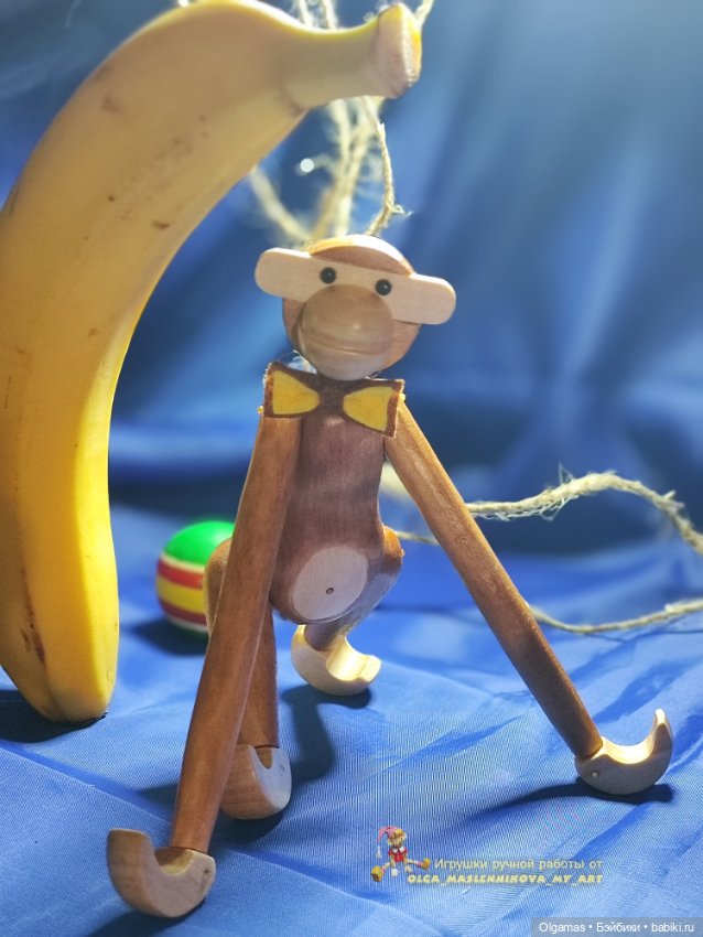 Игривая обезьянка 🐒🐒😊 — Авторские игрушки из дерева: резьба (фото 3)