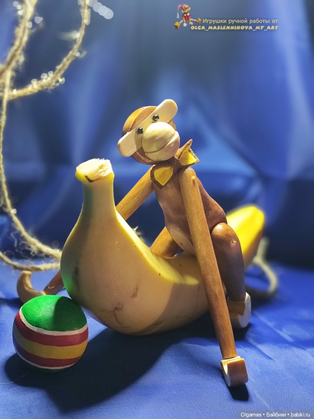 Игривая обезьянка 🐒🐒😊 — Авторские игрушки из дерева: резьба (фото 4)