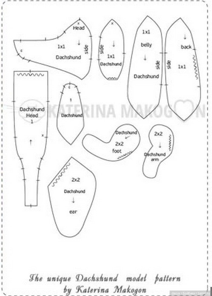 Выкройка таксы от Катерины Макогон (фото 2)