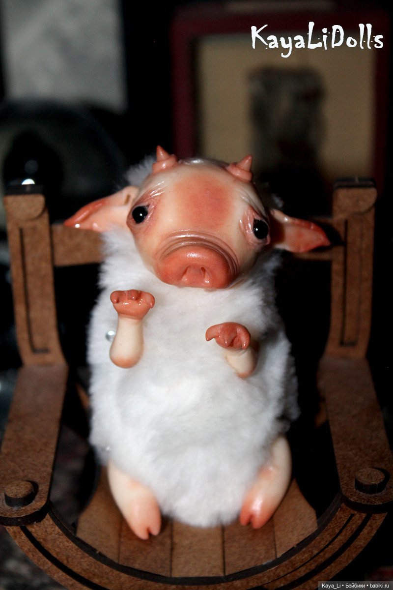 Бесёнок белый второй — Игрушки в смешанной технике (мех и глина): Арт (фото 4)