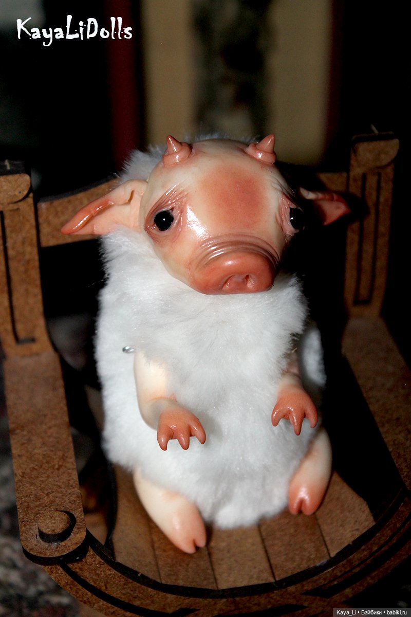 Бесёнок белый второй — Игрушки в смешанной технике (мех и глина): Арт (фото 3)