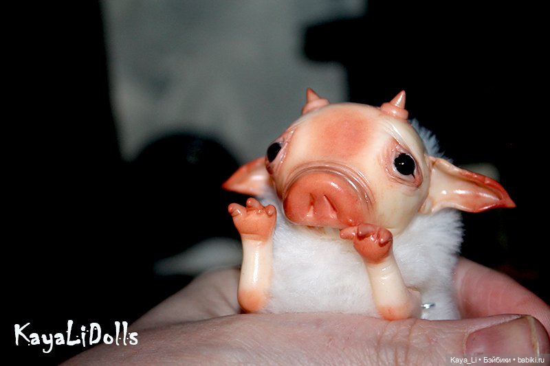 Бесёнок белый второй — Игрушки в смешанной технике (мех и глина): Арт (фото 9)